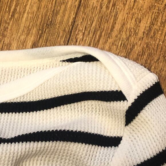 NWOT BDG Urban Outfitters Black White Willow Boatneck Long Sleeve Thermal Top - Picture 5 of 12